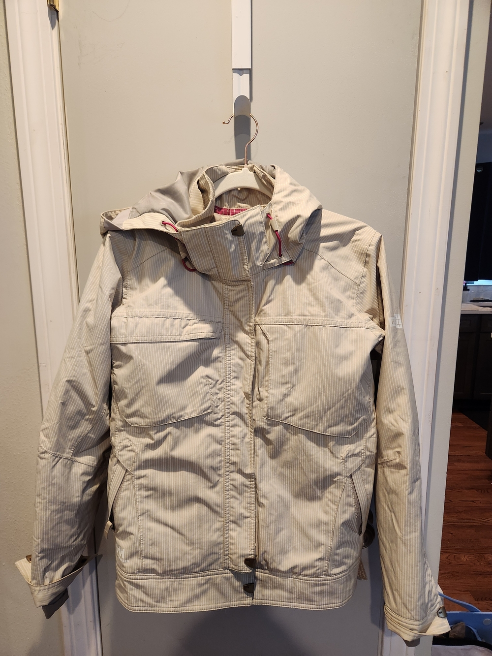 Helly Hansen Beige Pinstripe 3-in-1 Ski Jacket